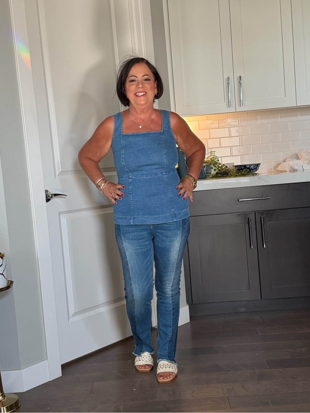 TIMING Blue Denim Tank with Scoop Neck-NWT